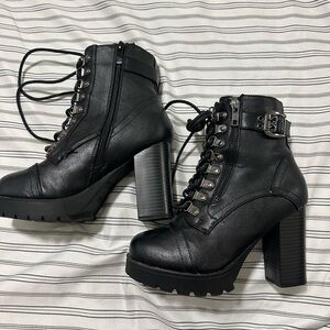 Black Chunky Heel Ankle Boots